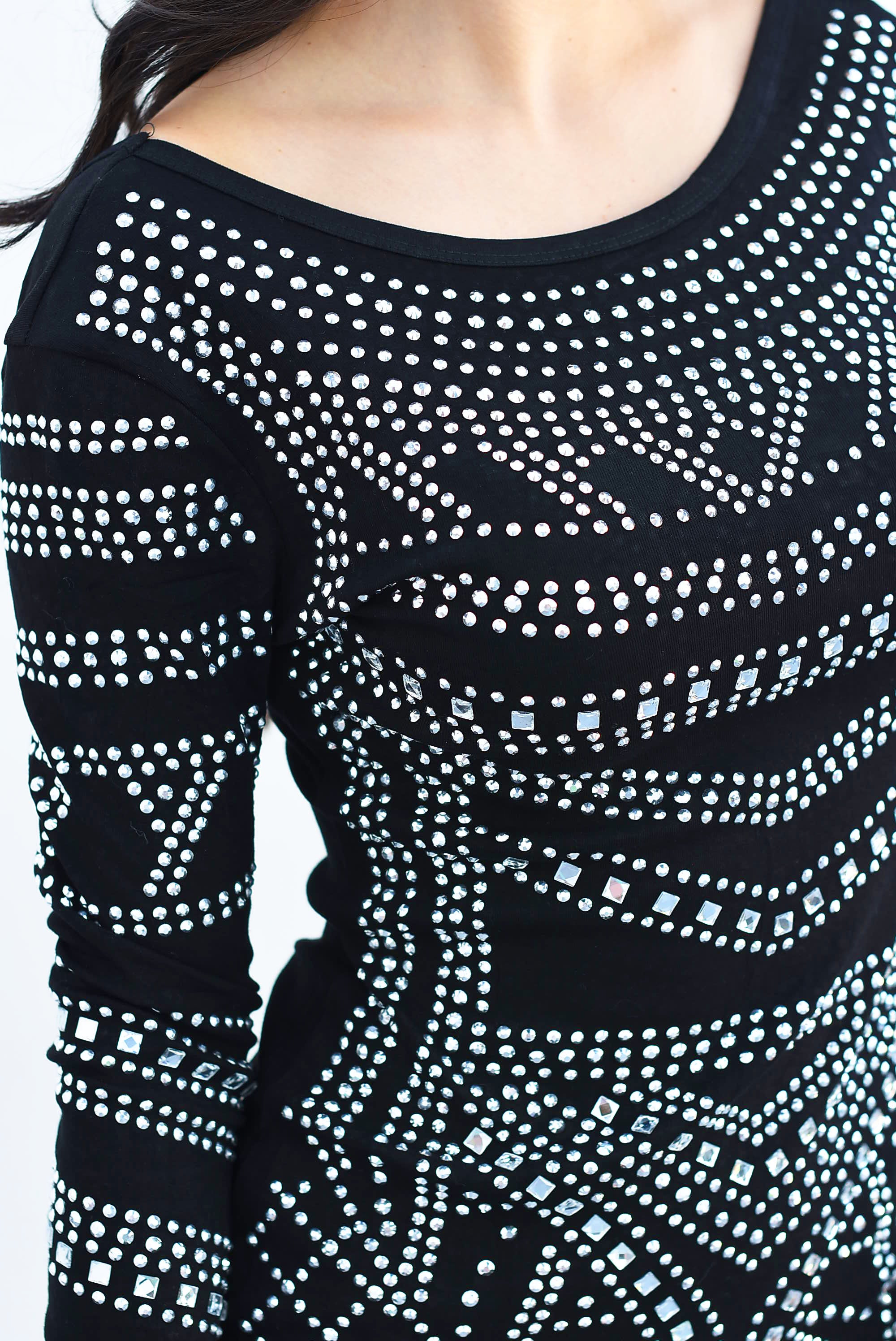 Vestido algodón spandex brillos Negro