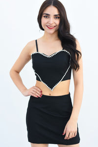 Fashion Styled Set Mini falda y Top corazón Negro