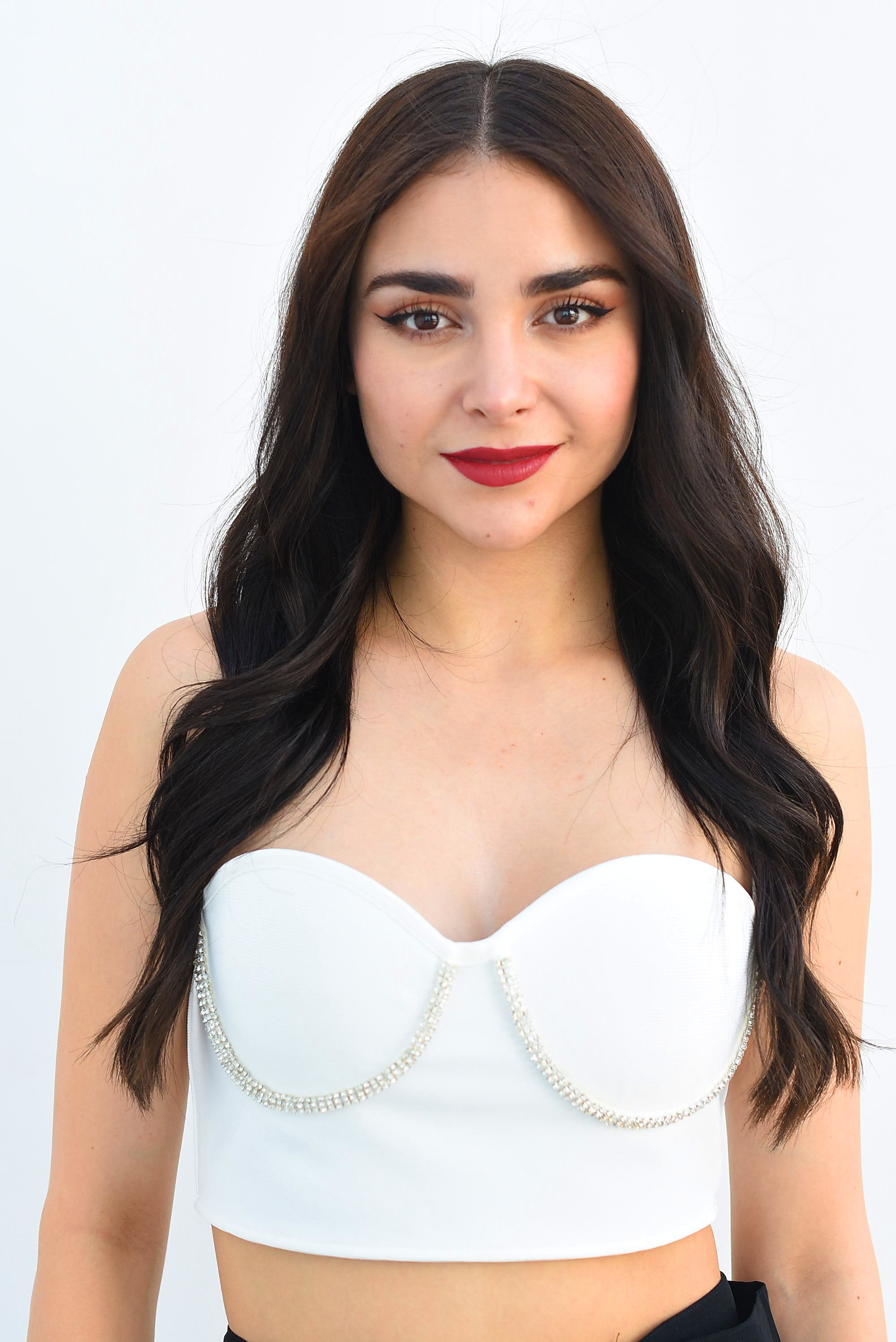 Top crop copas brillos Blanco