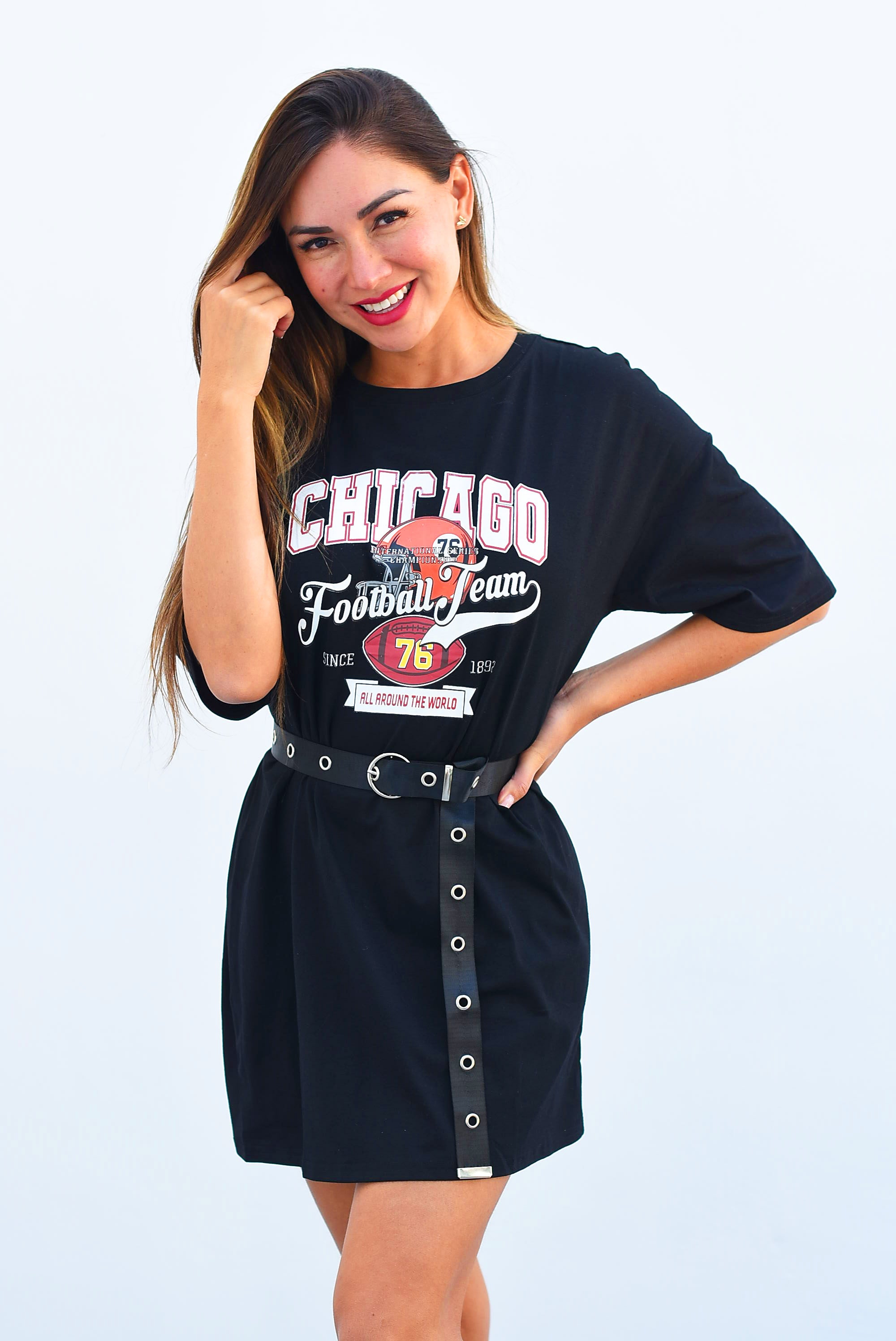 T-Shirt Dress Chicago Football Negro