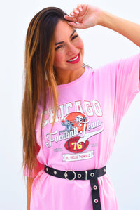 Fashion Styled T-Shirt Dress Chicago Football Rosa
