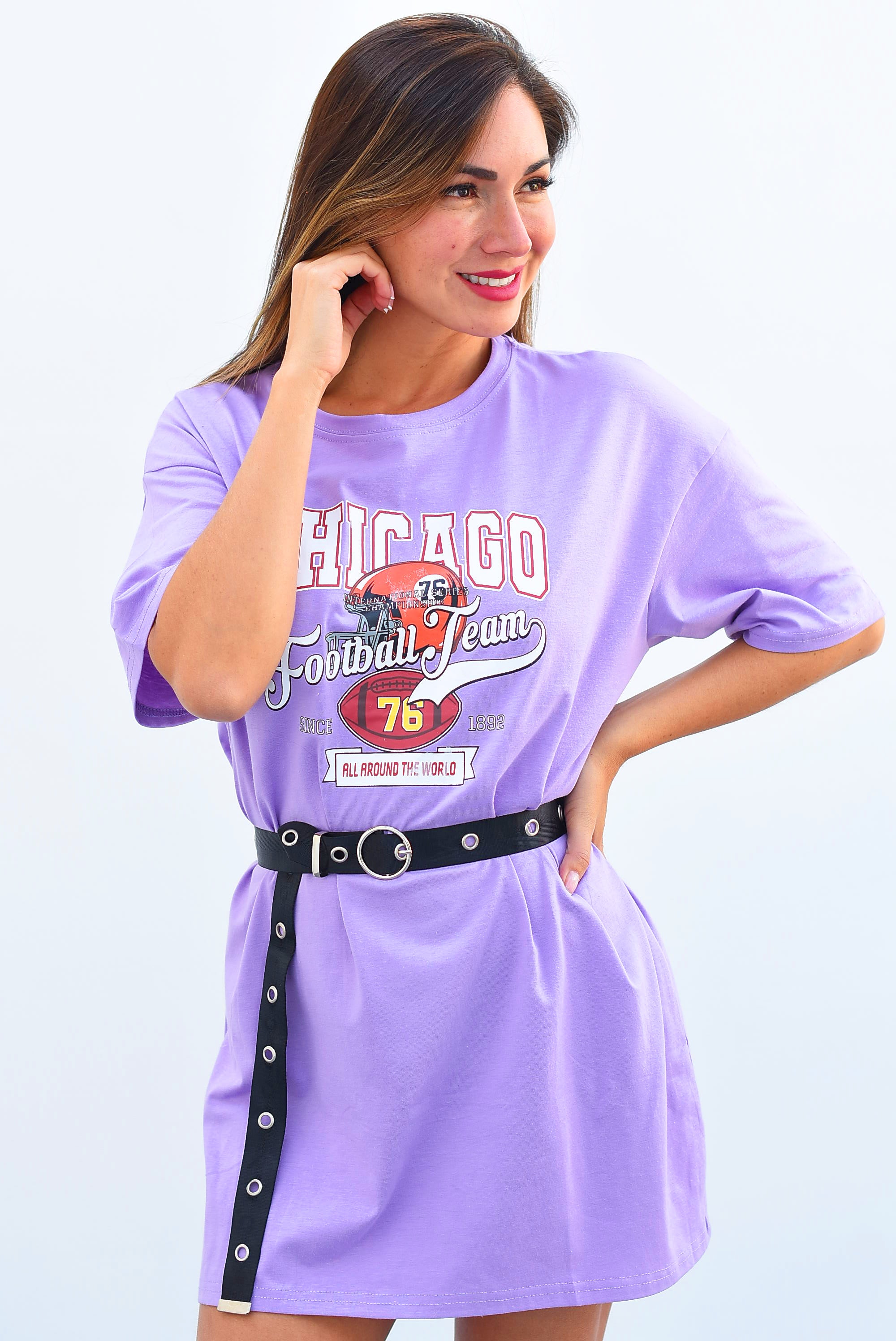 T-Shirt Dress Chicago Football Lila