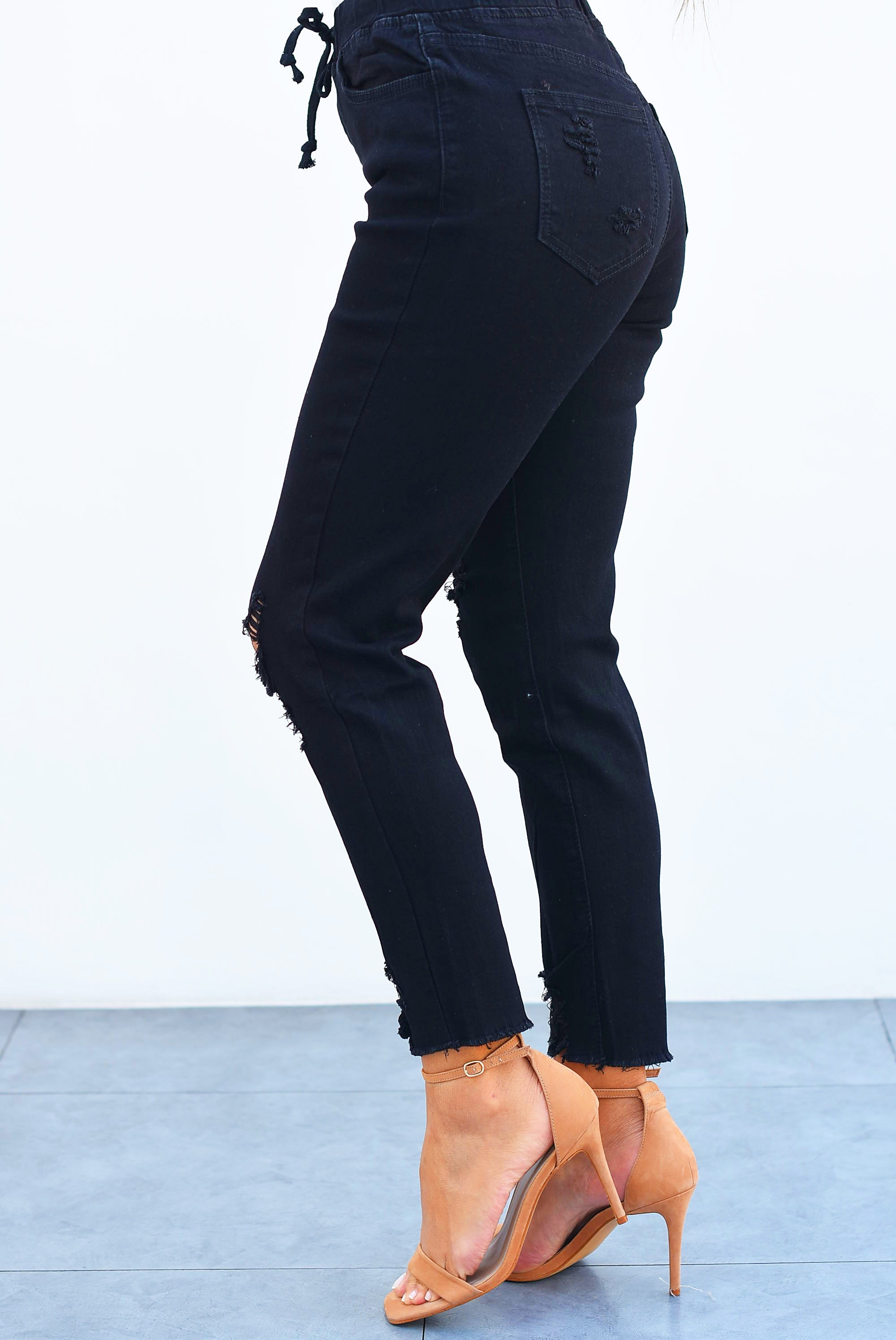 Jeans con jareta Mezclilla Negro