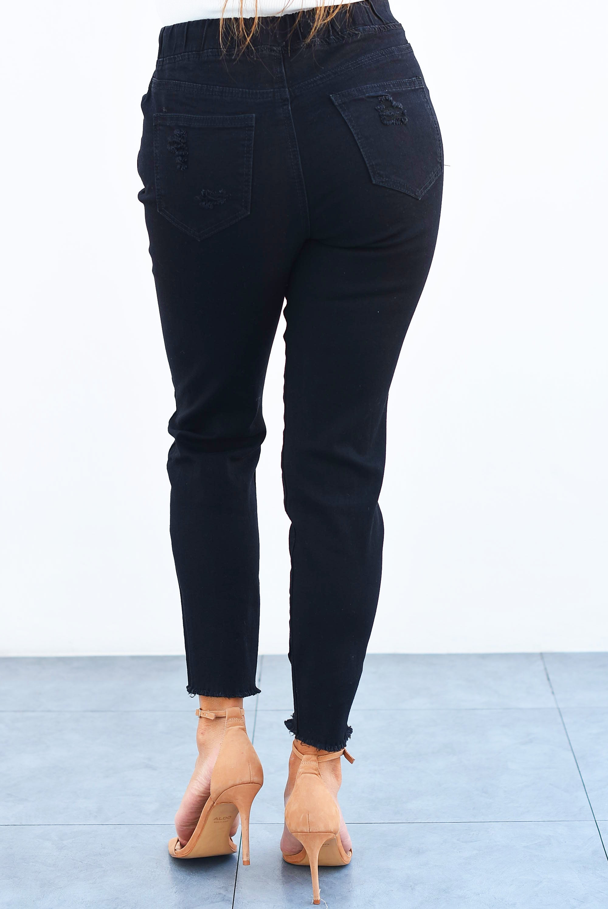 Jeans con jareta Mezclilla Negro