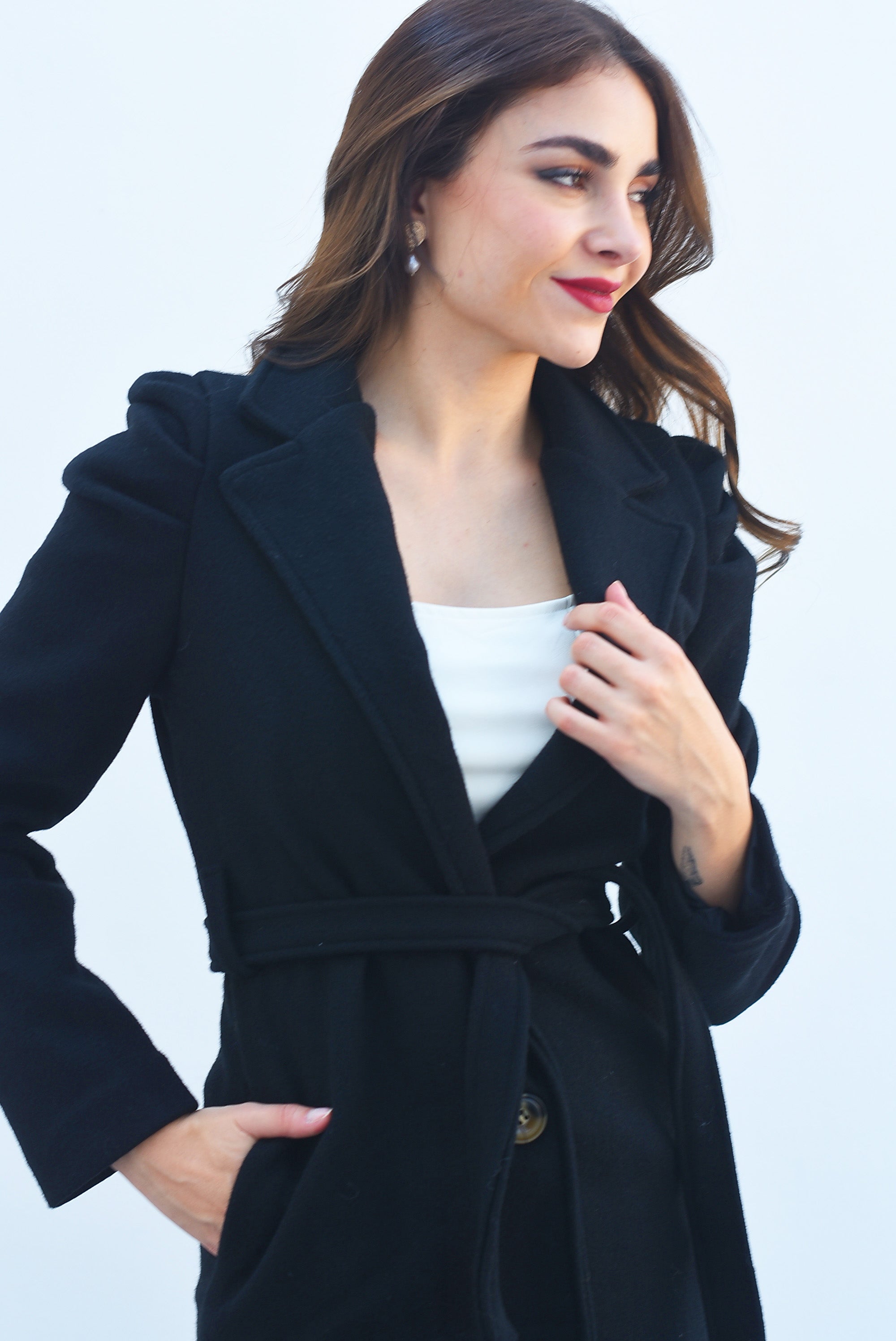 Abrigo manga puffy Negro