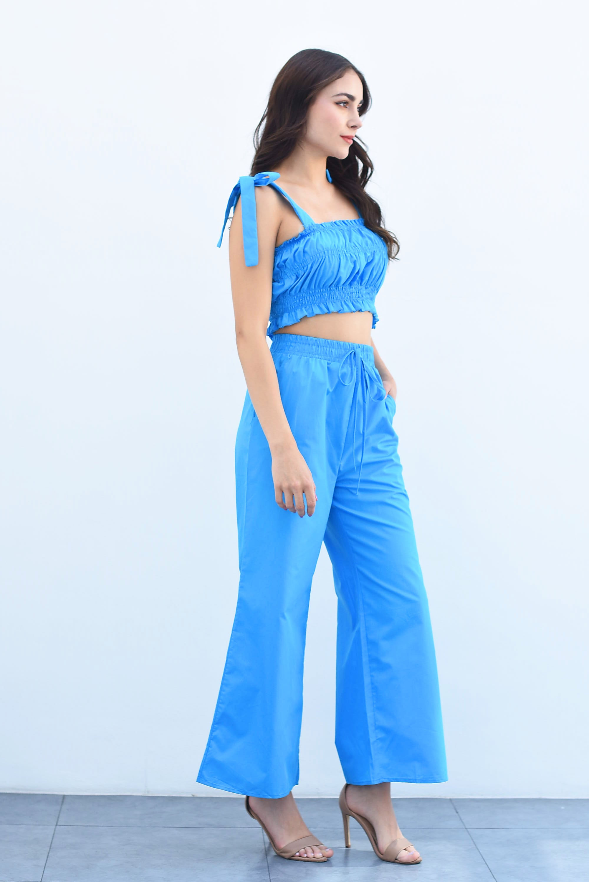 Set Pantalón y Top elástico Azul Mikonos