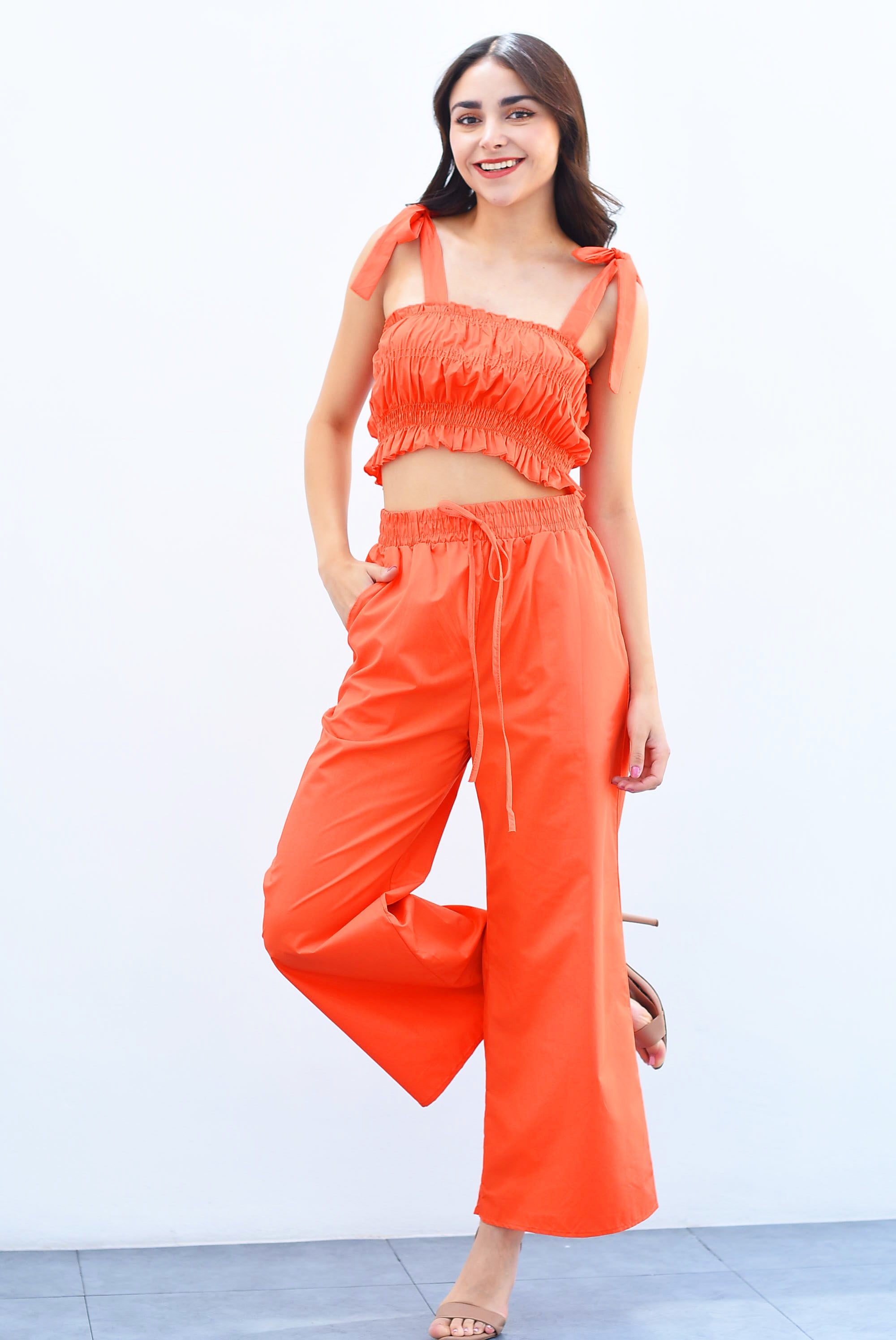 Set Pantalón y Top elástico Naranja