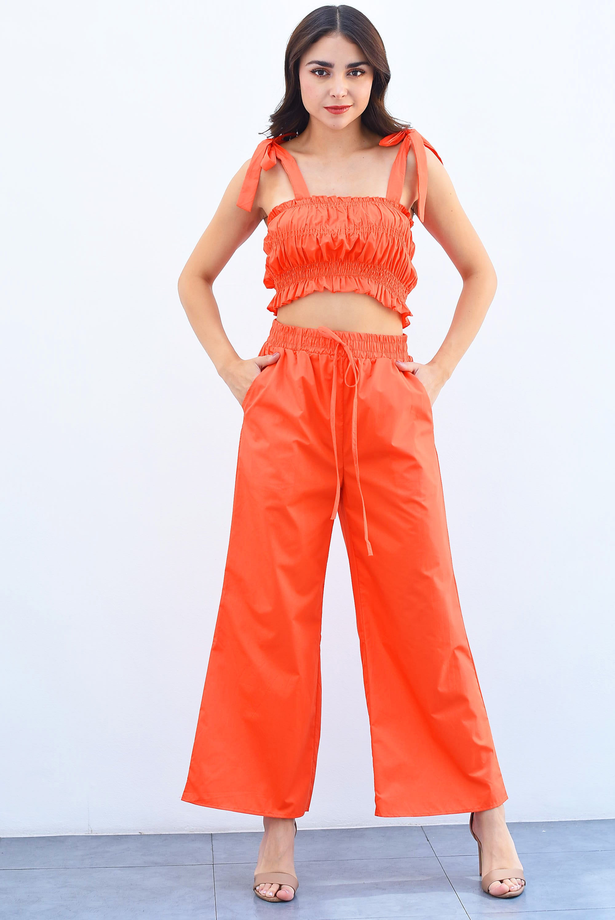 Set Pantalón y Top elástico Naranja