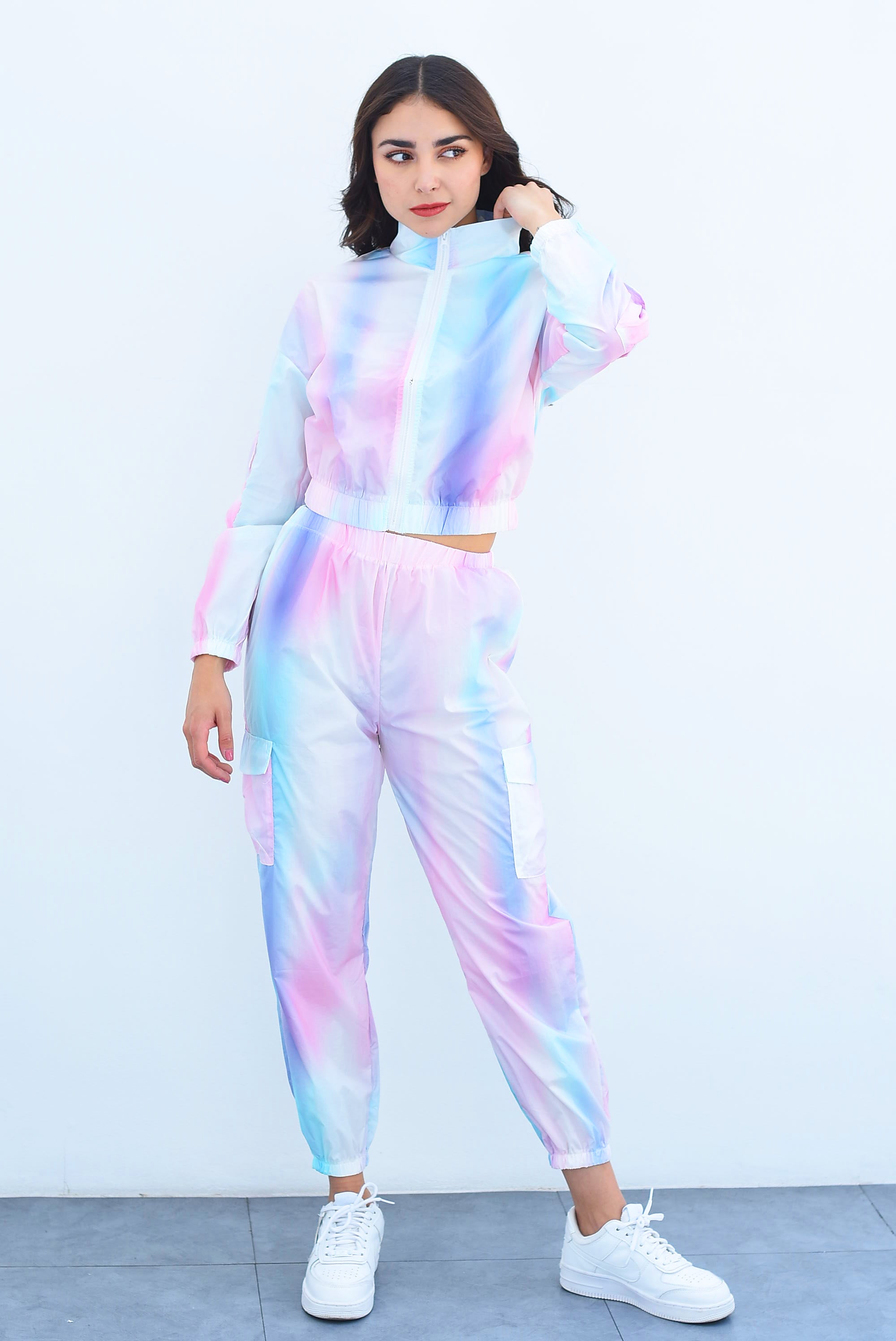 Set Jogger y Chamarra degradado Blanco