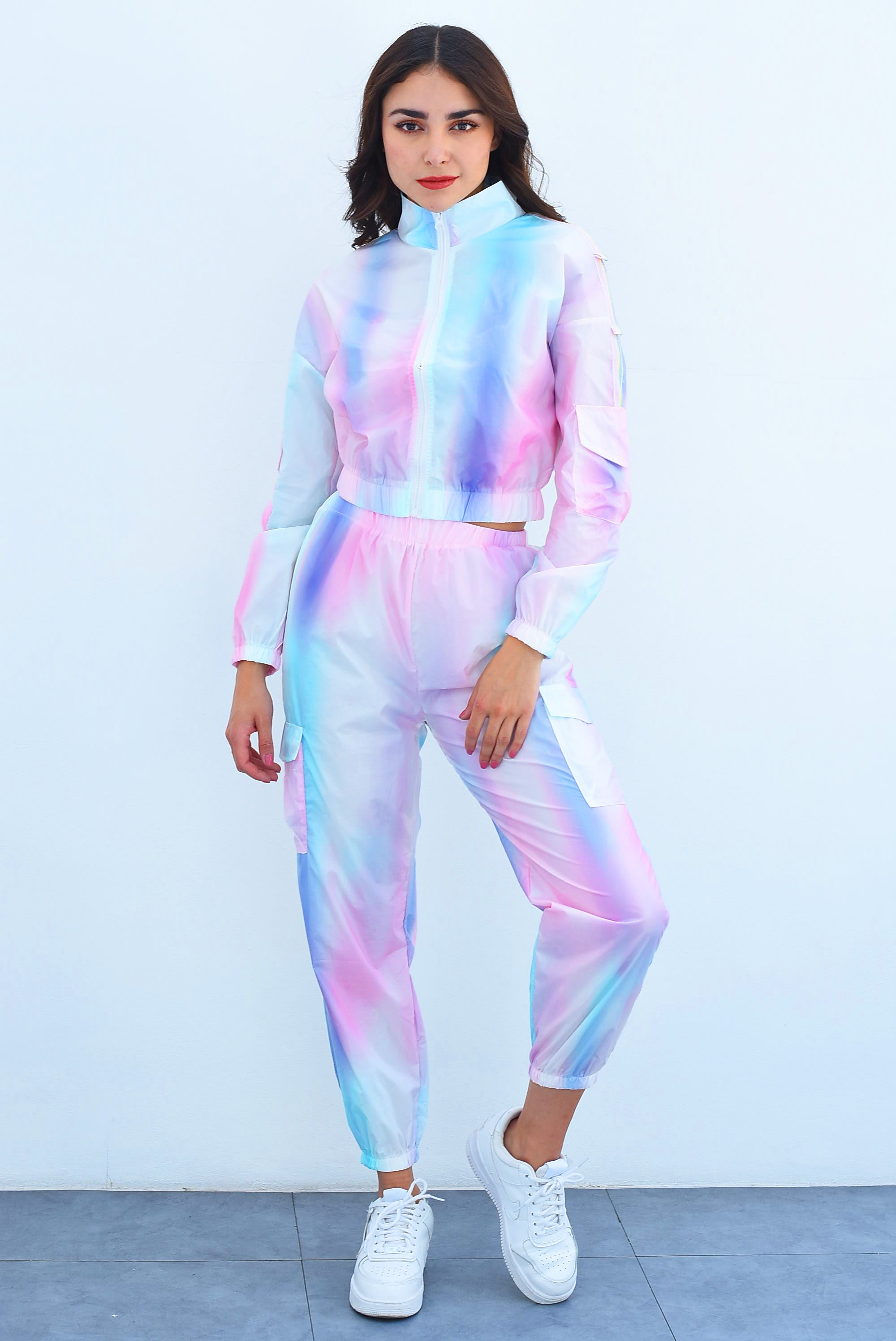 Set Jogger y Chamarra degradado Blanco