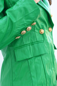 Fashion Styled Blazer vinipiel cruzado botones Verde