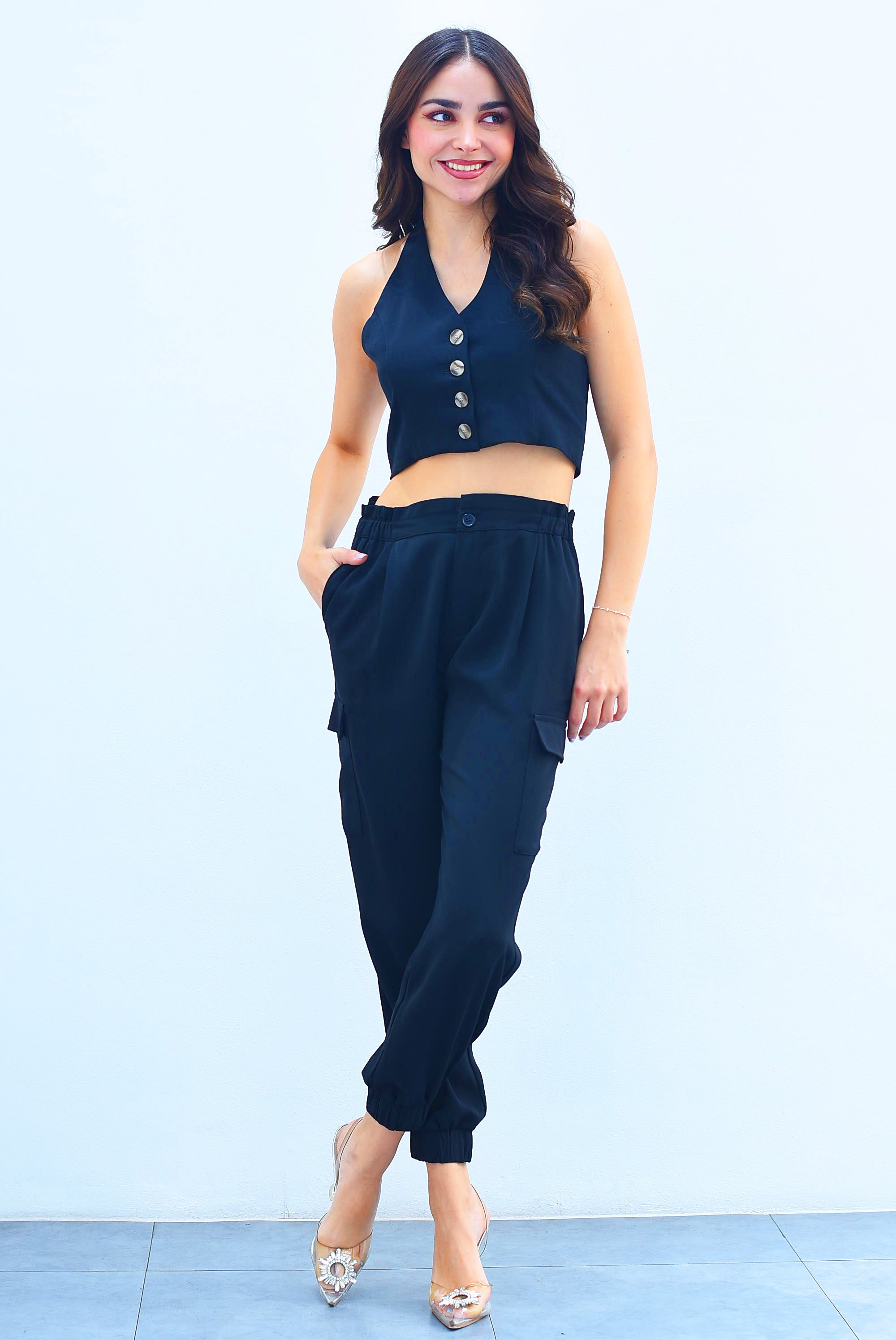 Set Jogger cargo y Chaleco Negro