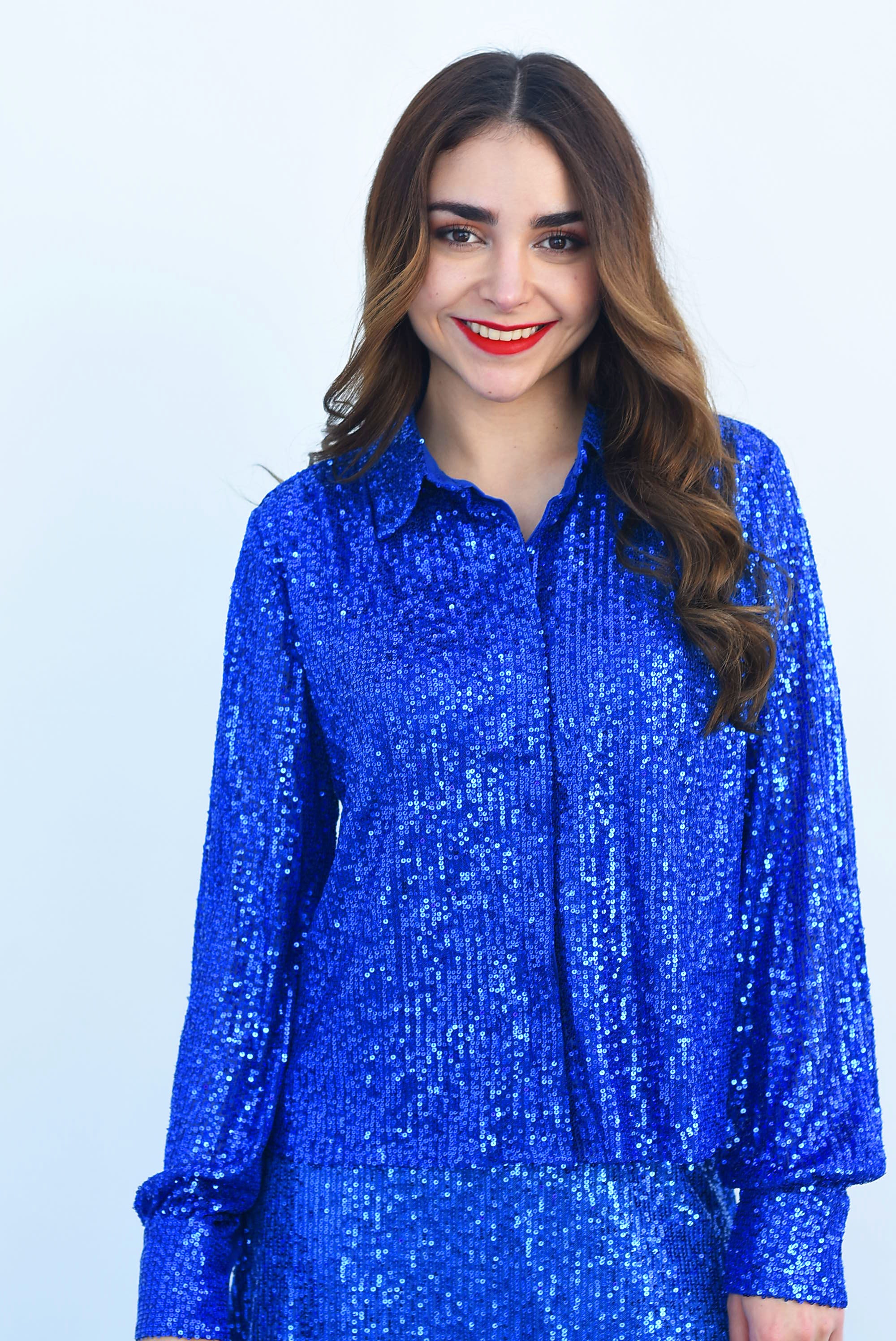 Camisa lentejuelas Azul Rey