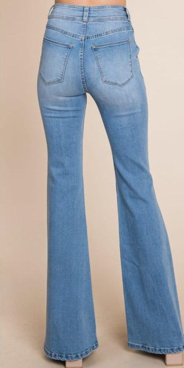 Jeans Flare high waist Denim Light