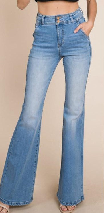 Jeans Flare high waist Denim Light