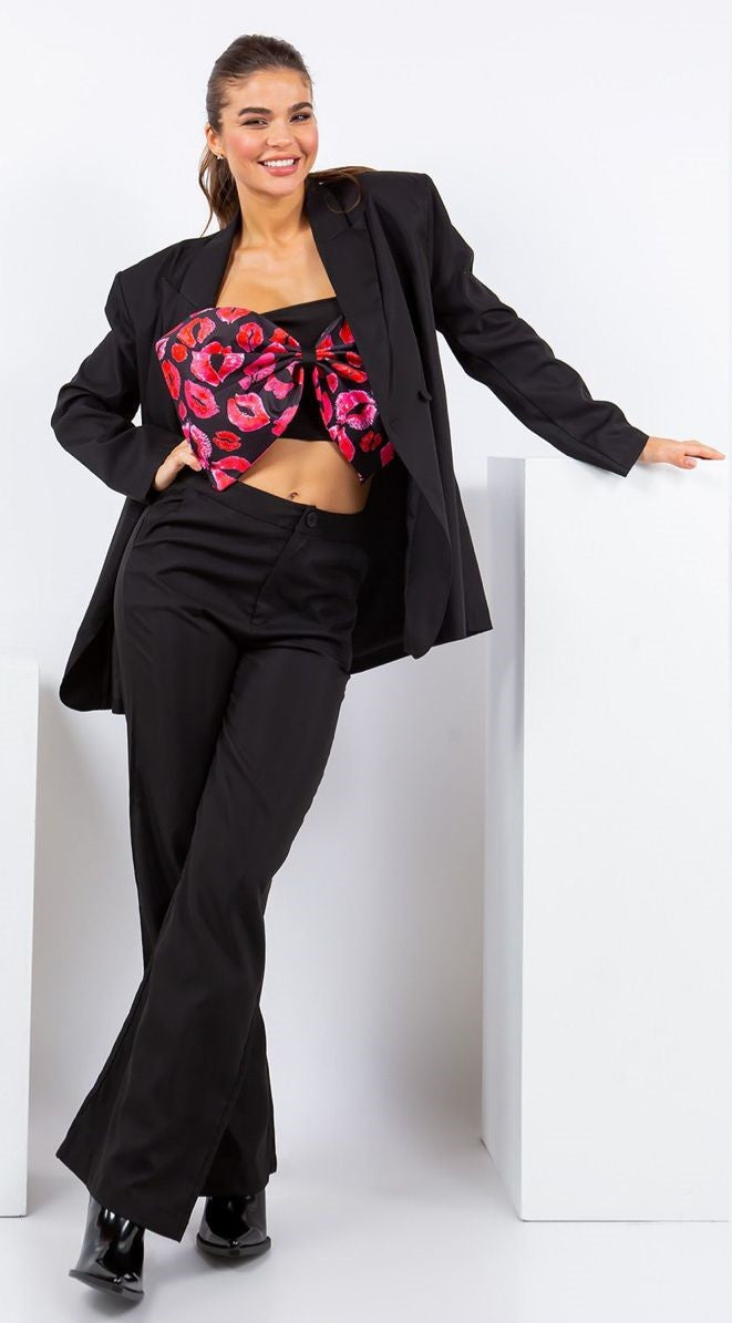 Top strapless moño besos Negro