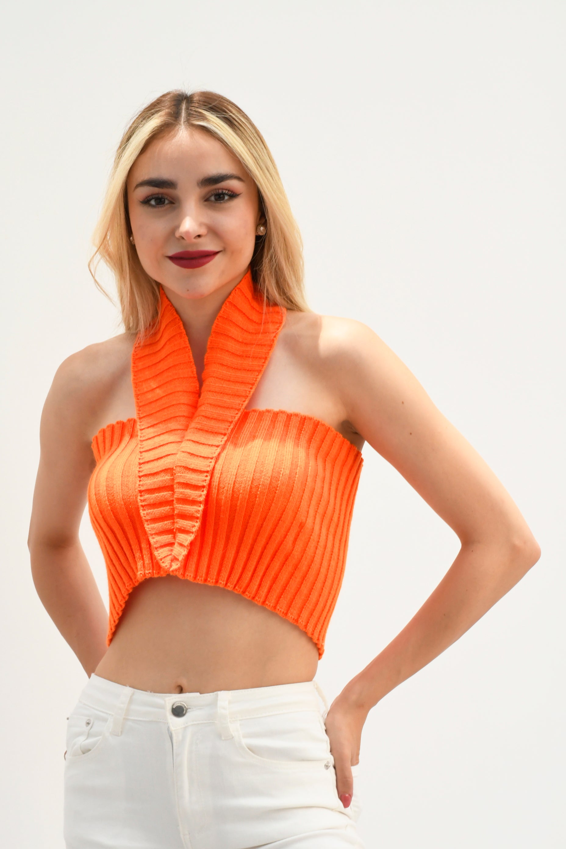 Top halter punto Naranja