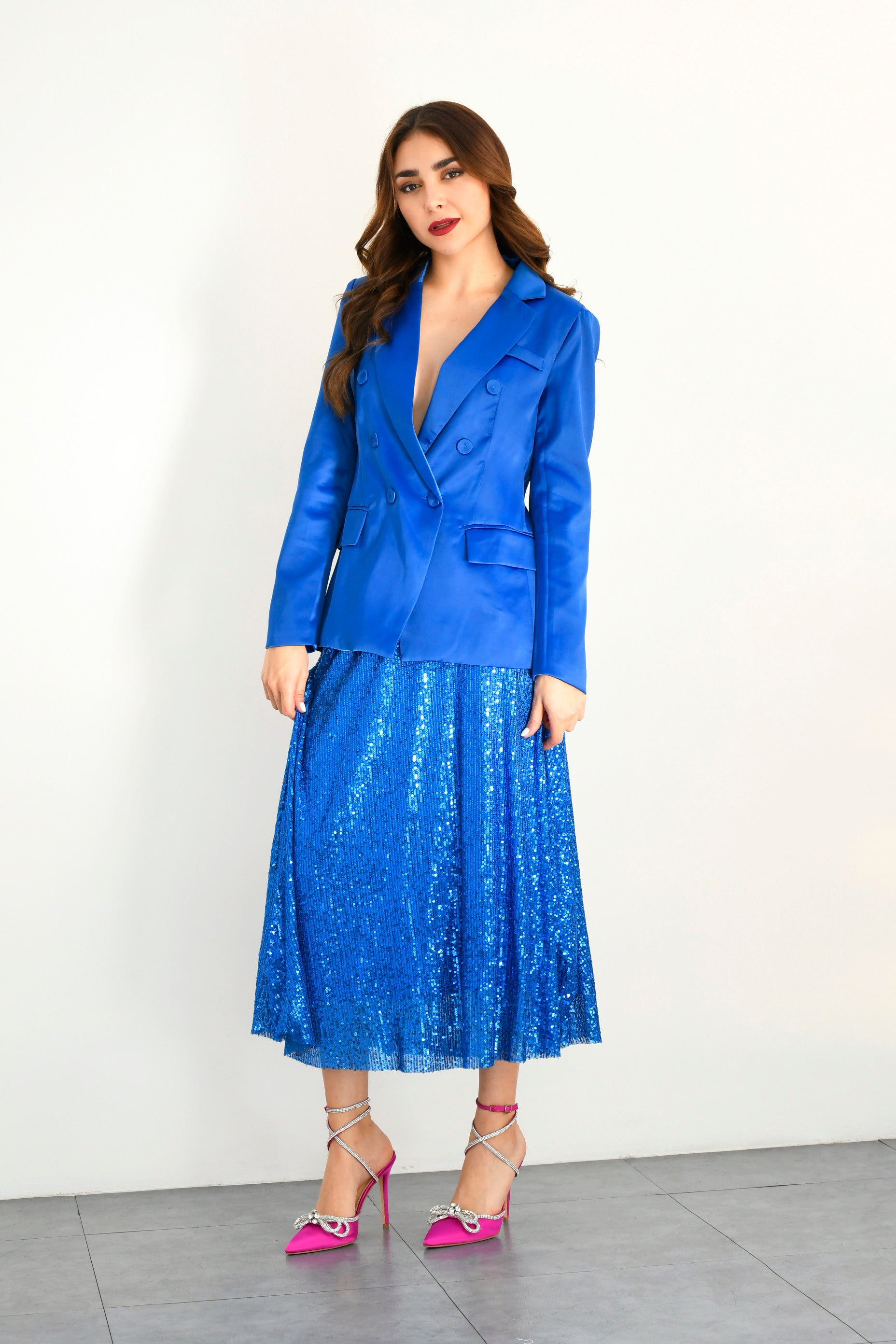 Falda corte A lentejuela Azul Rey