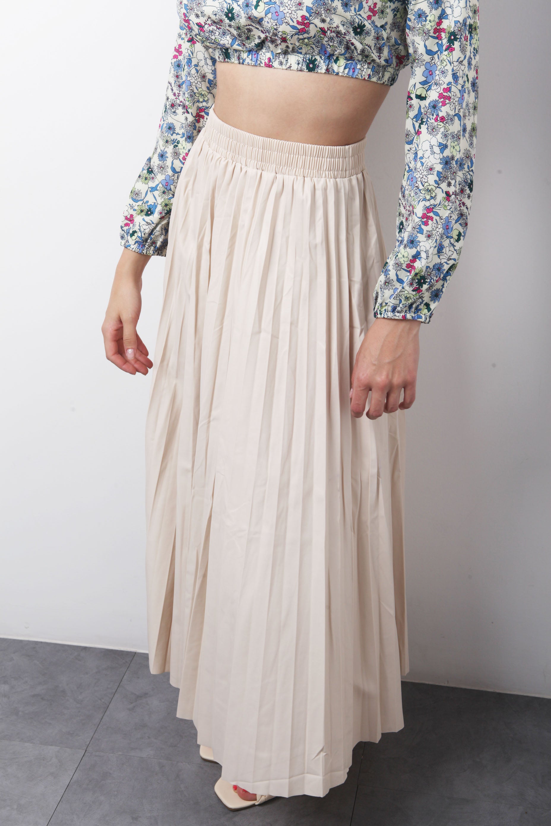 Falda vinipiel plisada Ivory