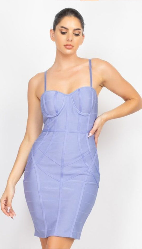 Vestido bandage con copas Azul