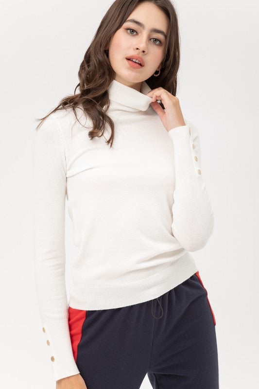 Sweater cuello botones Blanco