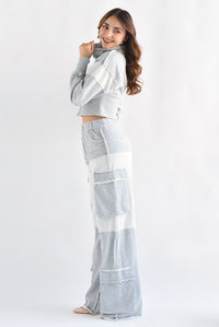 Fashion Styled Set Pantalón y Chamarra algodón patchwork Gris