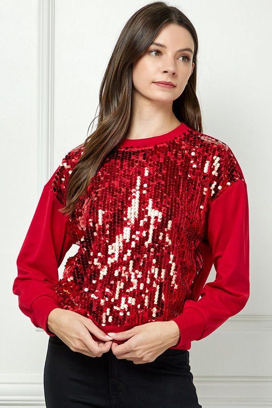 Sudadera lentejuela Rojo