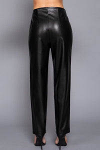Fashion Styled Pantalón vinipiel pinzas Negro