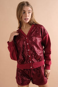 Fashion Styled Set de Short y Sweater lentejuela Rojo Cereza