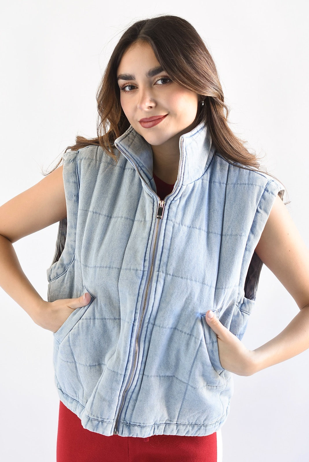 Chaleco puffer borrega Denim