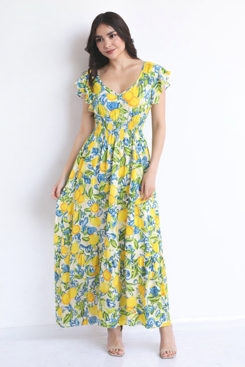 Vestido cintura elástica limones