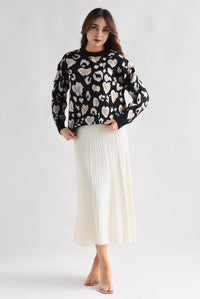 Fashion Styled Falda punto midi corte A Ivory