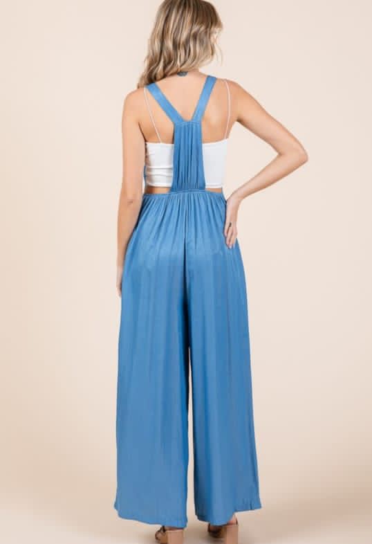 Overol tipo Denim pierna ancha