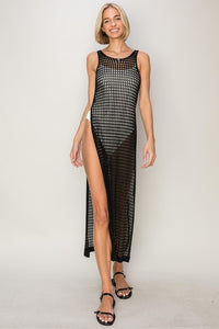 Fashion Styled Vestido largo crochet Negro