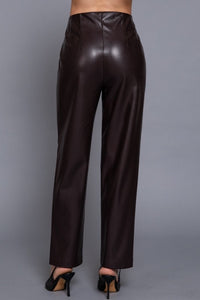 Fashion Styled Pantalón vinipiel pinzas Espresso