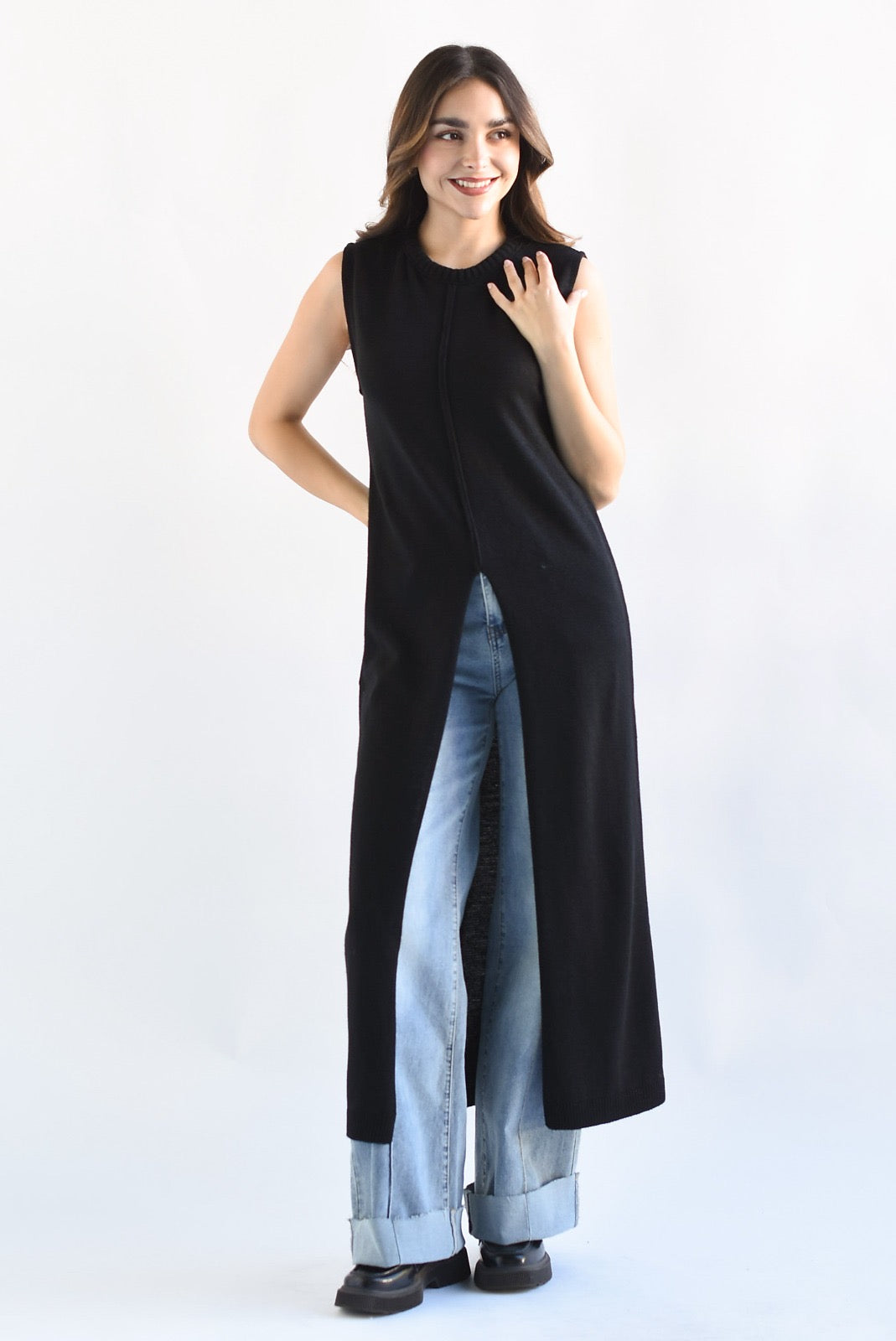 Maxi chaleco Negro