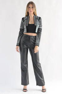 Fashion Styled Pantalón vinipiel pierna recta Negro