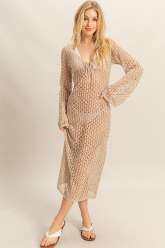 Cover-up crochet manga larga Crudo