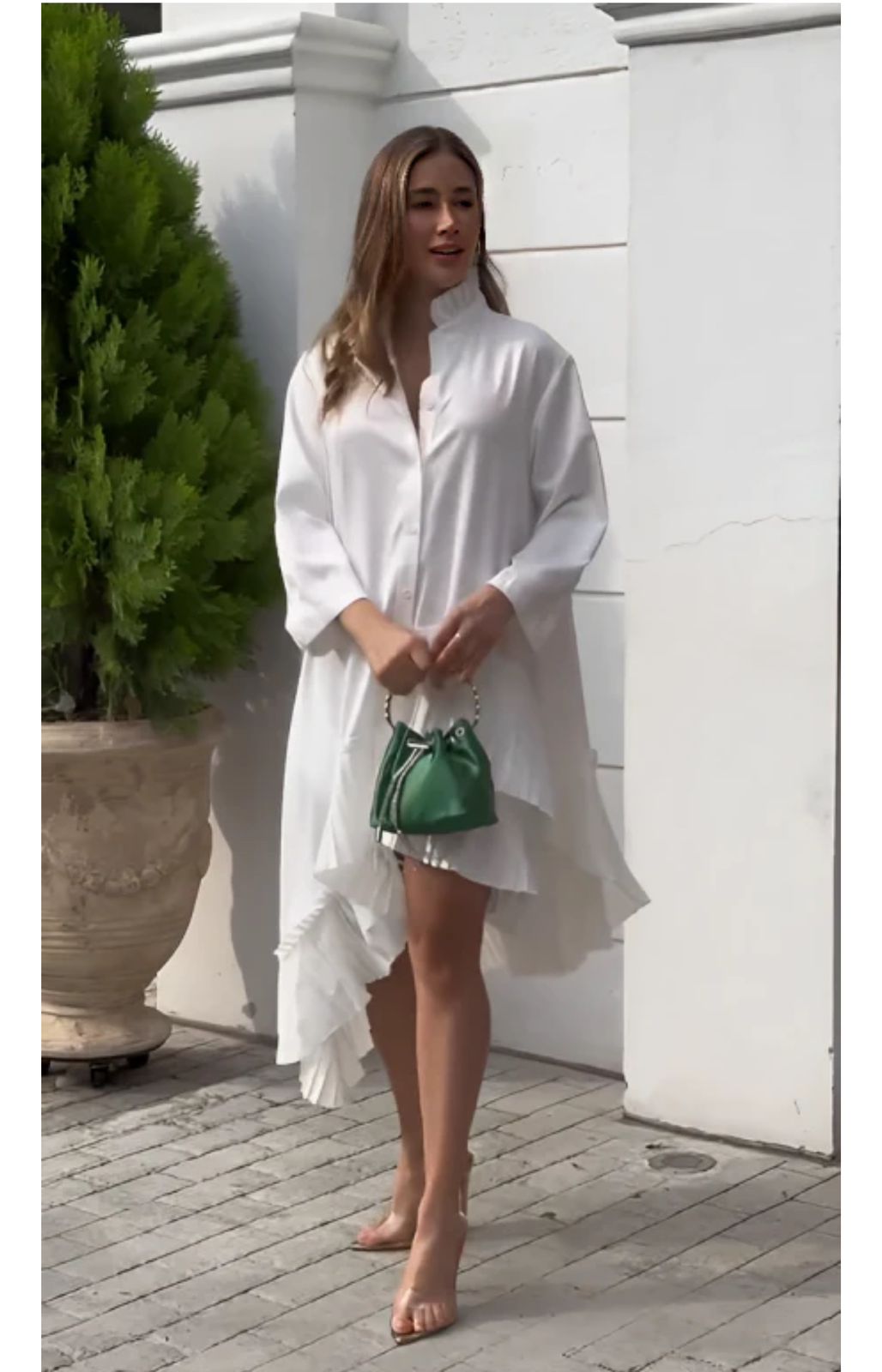 Vestido asimétrico tablas Blanco