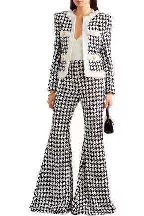 Set Pantalón y Blazer houndstooth Negro