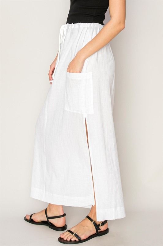 Falda cargo lino Blanca