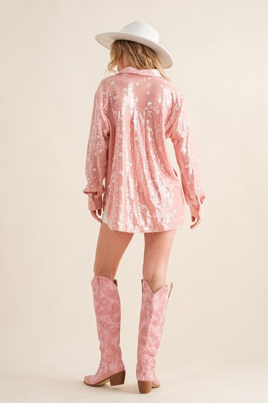 Camisa lentejuelas Margaritas Peach