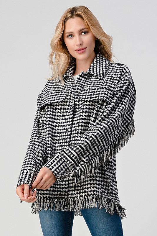 Shacket houndstooth flecos