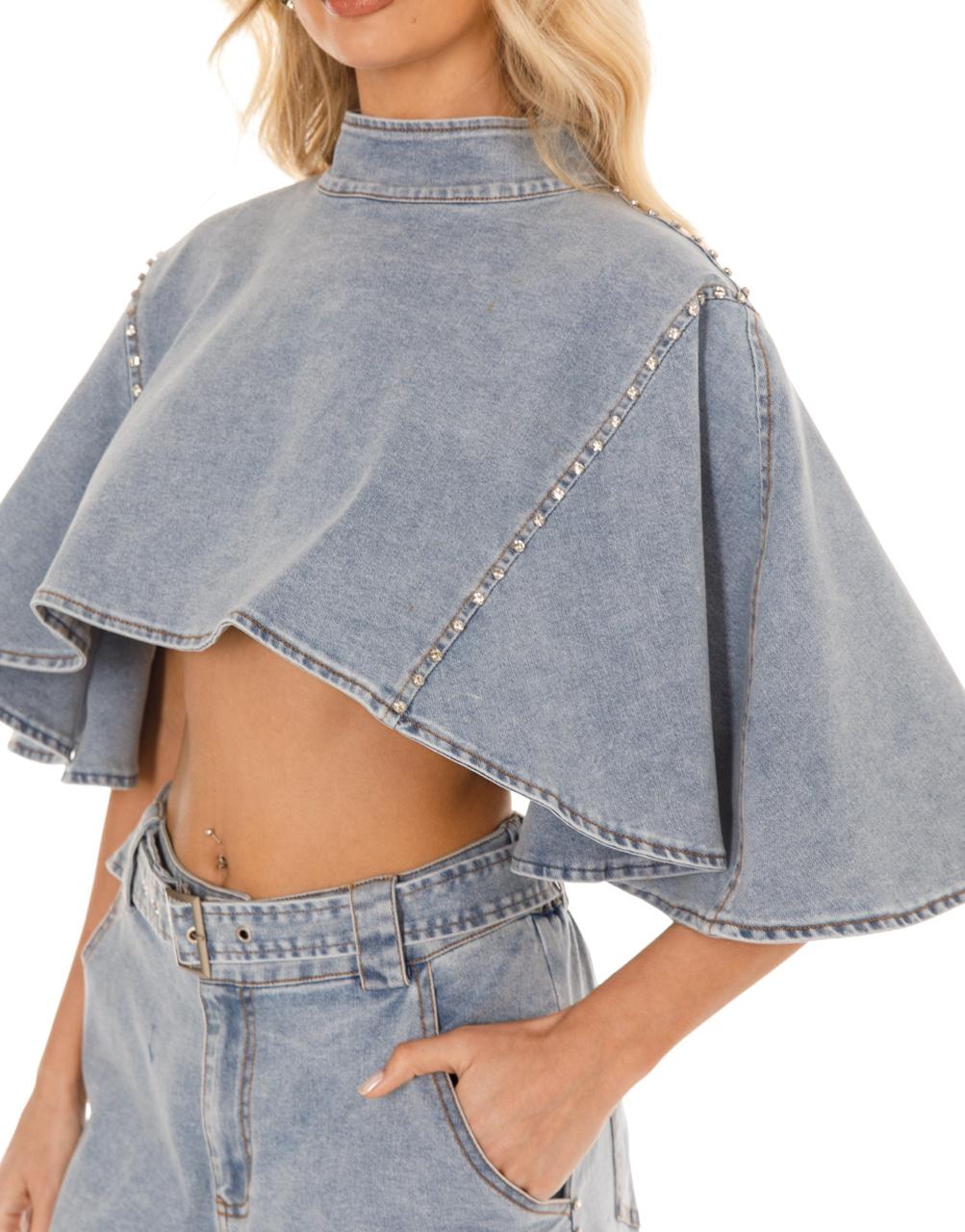 Set Jeans globo y Capa brillos
