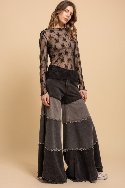 Jeans patchwork pata de elefante