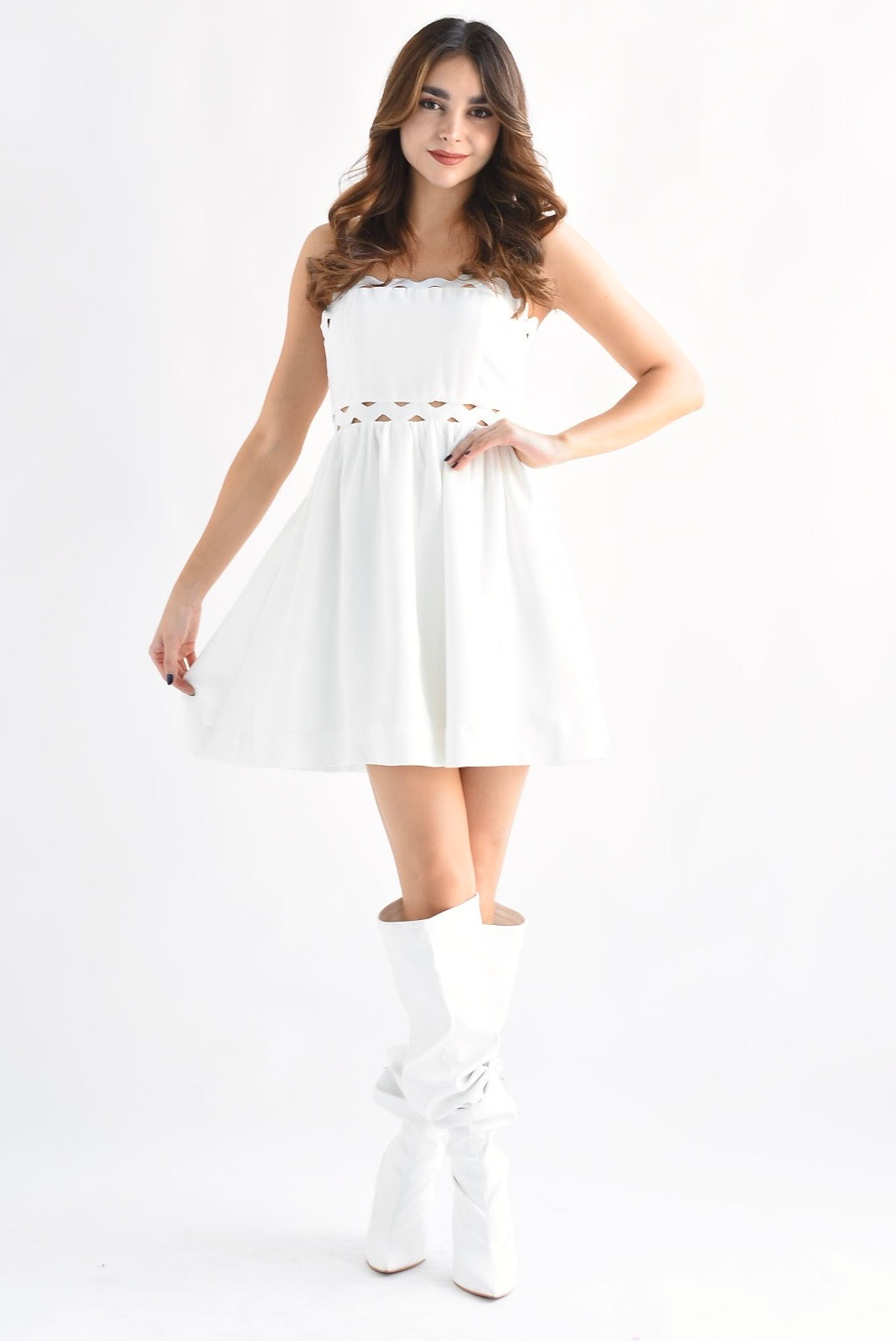 Vestido bies ondas Blanco