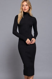 Fashion Styled Vestido de punto cuello Negro