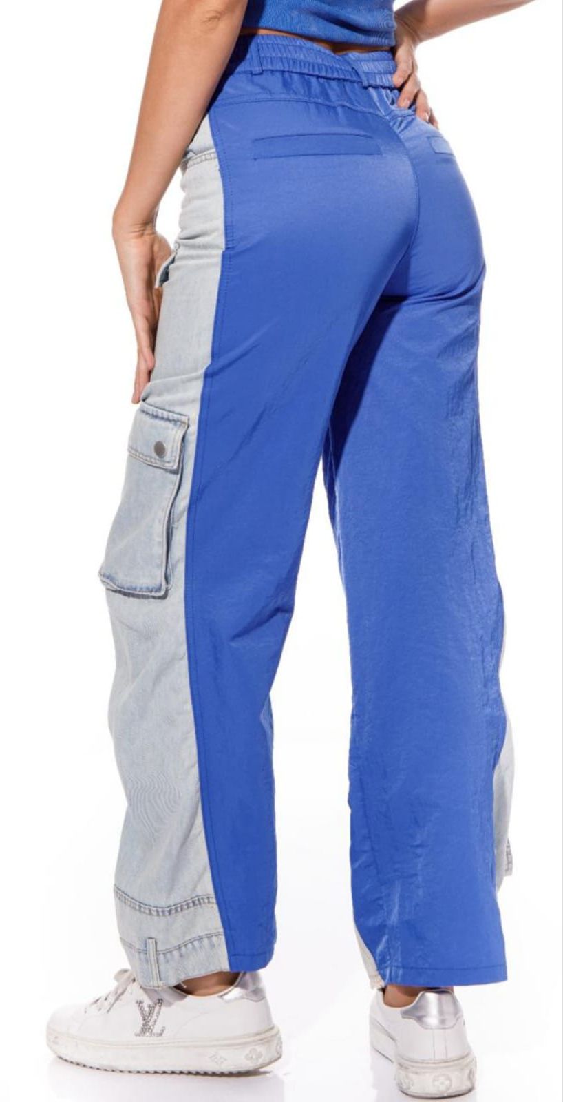 Jeans track cargo parachute Azul