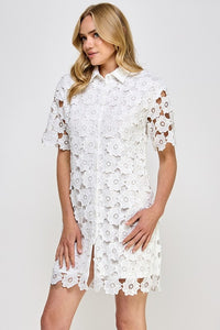 Fashion Styled Vestido camisero encaje Flores Blanco