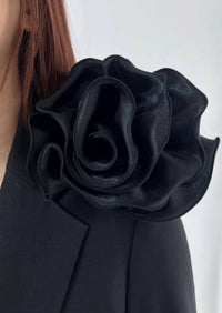 Fashion Styled Blazer crop Flor 3D Negro